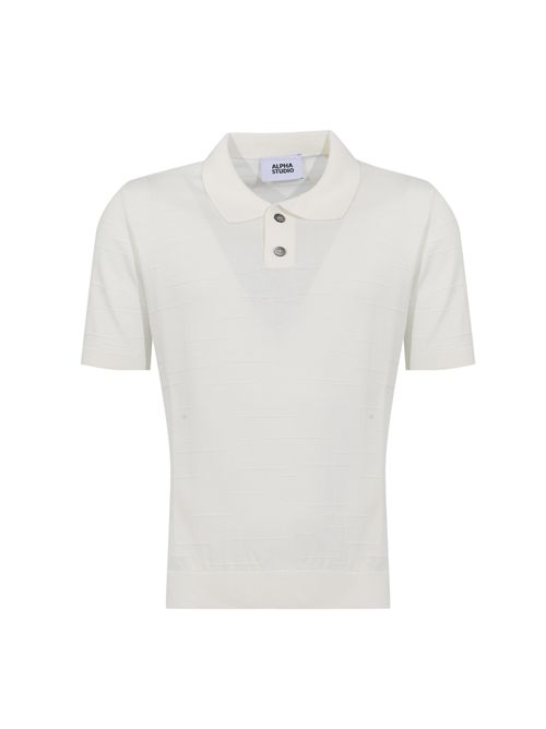 Polo in cotone jacquard Latte Alpha studio | AU-5150B1003